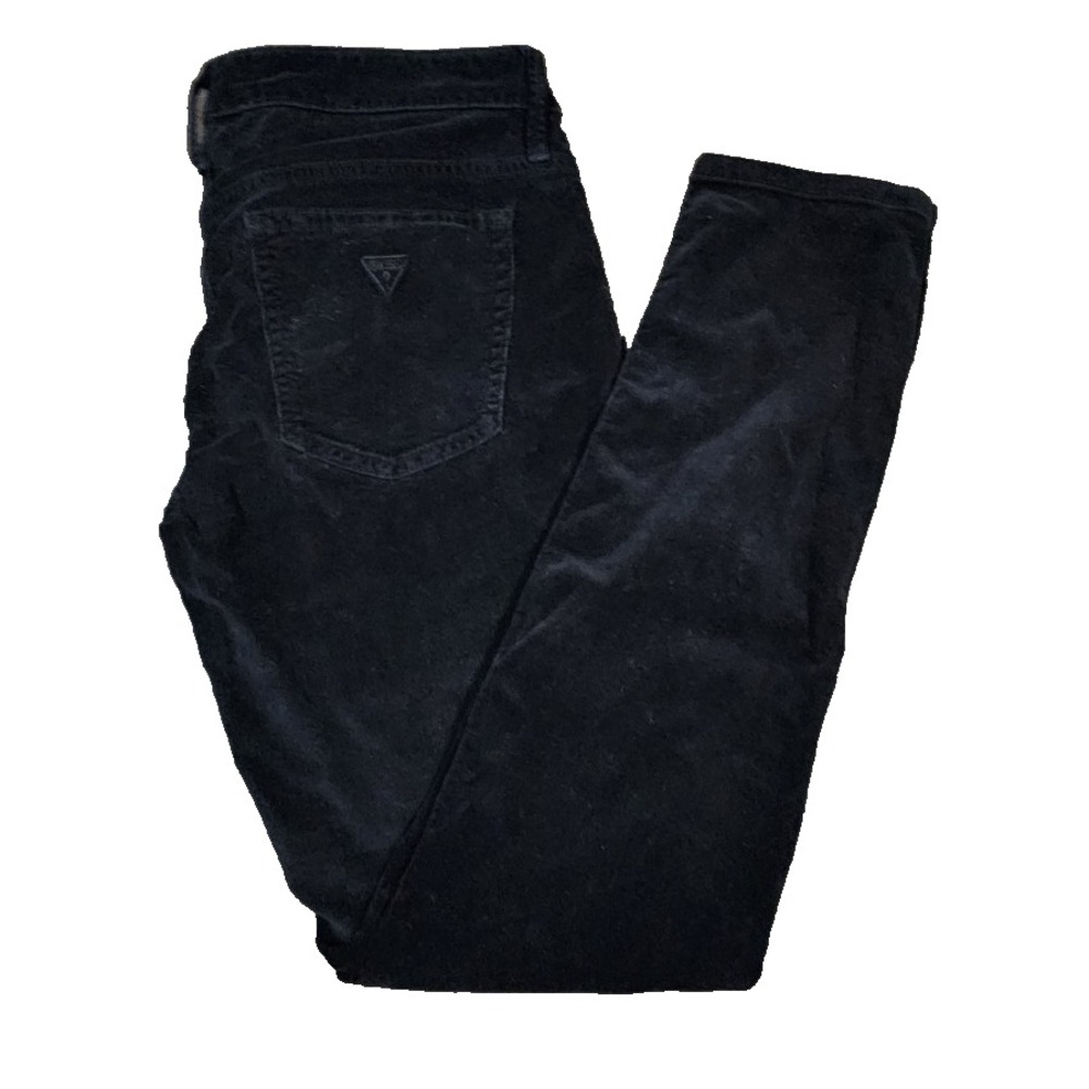 Guess Los Angeles Kate Skinny Corduroy Pants Black Low Rise Trousers Size 27
